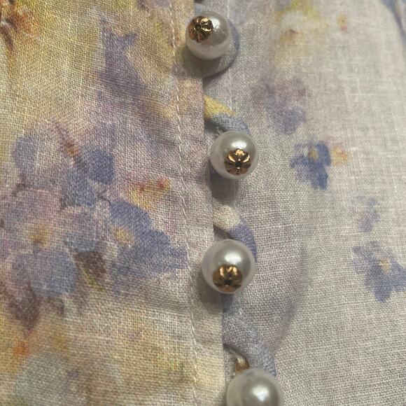 Zimmermann 2, US 6 Crush Buttoned Mini Dress | Lilac Floral Linen 2025 NWOT $950 - Picture 7 of 10